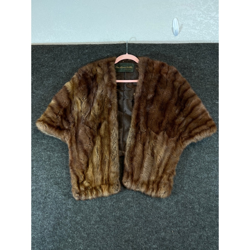 Vintage Stix Baer & Fuller Brown Mink Fur Stole Capelet Saint Louis Monogrammed